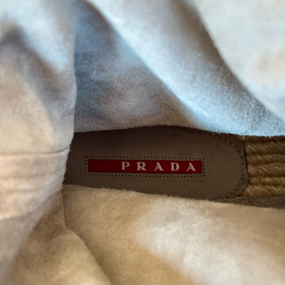 PRADA Rope Trim Boot EU 38 Taupe
Suede Espadrille Platform NEW - Picture 12 of 13